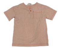 Bílo-oranžové pruhované žebrované tričko s kapsou H&M