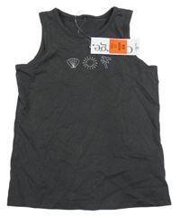 Nové - tmavošedý top s výšivkou George