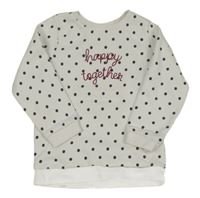 Bílá puntíkatá mikina s nápisem H&M