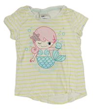 Žluto-bílé pruhované tričko s mořskou pannou H&M