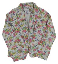 Šedé melírované květované teplákové sako Terranova