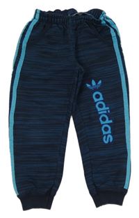 Tmavomodré melírované tepláky s pruhy Adidas