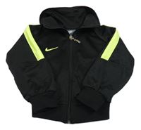 Černo-neonově žlutá propínací sportovní mikina Nike 