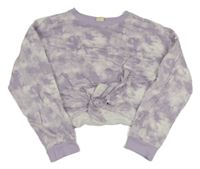 Lila-bílá batikovaná crop mikina H&M