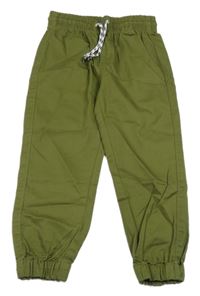 Khaki plátěné cuff jogger kalhoty H&M