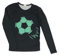 Tmavošedo-zelené sportovní triko s míčem Shein