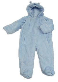 Světlemodrá plyšová zateplená kombinéza s kapucí George