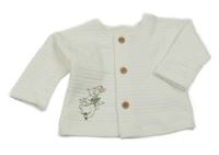 Bílá žebrovaná propínací mikina s králíkem George