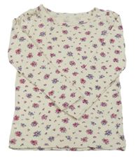 Smetanové květované triko Name it