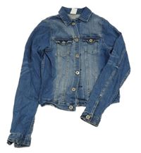 Tmavomodrá riflová crop bunda H&M