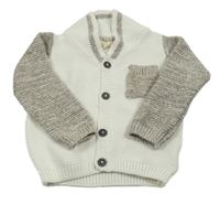 Bílo-béžový propínací svetr Lupilu