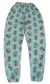 Světlemodro-bílé pyžamové kalhoty - Flintstoneovi 