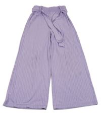 Lila žebrované široké kalhotky s páskem Page one young