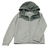 Šedo-tmavošedá propínací sportovní mikina s logem a kapucí Nike