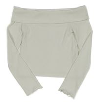 Bílé žebrované crop triko s odhalenými rameny Matalan