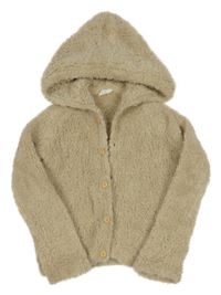 Béžová chlupatá propínací mikina s kapucí H&M