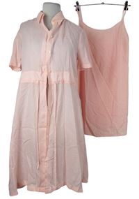 2set - Dámské světlerůžové proužkované košilové šaty + spodnička Calvin Klein 