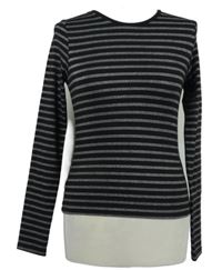 Nové - Dámské černo-stříbrné pruhované triko Atmosphere 