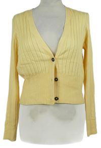 Dámský žlutý žebrovaný crop propínací svetr Primark 