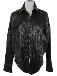 Dámská černá koženková crop halenka s uzlem Asos 