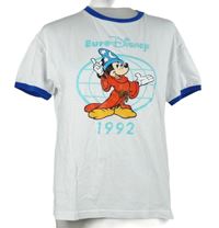 Pánské bílé tričko s Mickeym a modrým lemem Disney 