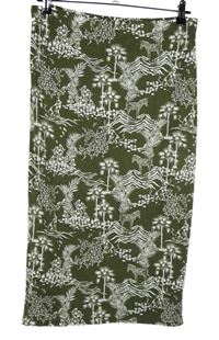 Dámská khaki-bílá vzorovaná midi sukně Peacocks 