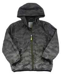 Šedo-černá vzorovaná šusťáková jarní bunda s kapucí Primark
