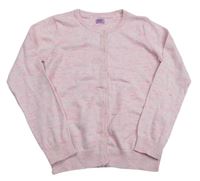 Bílo-neonově růžový melírovaný propínací svetr F&F