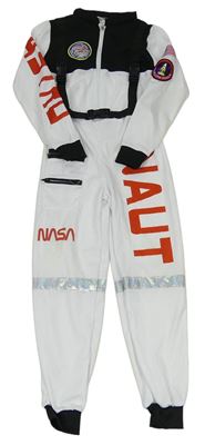 Kostým- černo-bílý overal s nápisem- kosmonaut