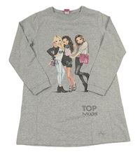 Světlešedé teplákové šaty s Barbie 