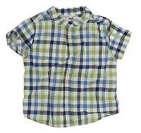 Modro-bílo-khaki kostkovaná košile Ergee
