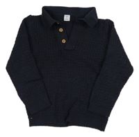 Tmavomodrý vzorovaný svetr s límečkem M&S