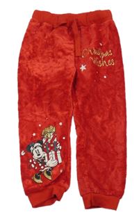 Červené plyšové tepláky s Minnie Disney 