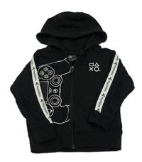 Černo-bílá propínací mikina s ovladačem a kapucí Next