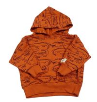 ORanžová mikina s krokodýly a kapucí Keedo