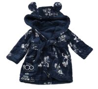 Tmavomodrý chlupatý župan s Mickey Mousem a kapucí Disney