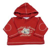 Červená mikina s potiskem a kapucí C&A