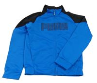 Azurovo-černá sportovní propínací mikina s logem Puma