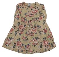 Béžové květinové bavlněné šaty Dopodopo