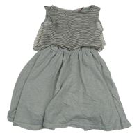 Šedé teplákovo/šifonové šaty s proužky Orchestra