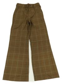 Hnědé kostkované společenské kalhoty 