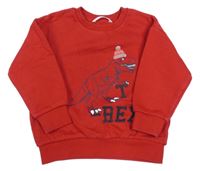 Červená mikina s dinosaurem M&S