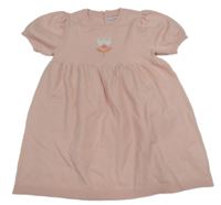 Růžové úpletové šaty s květinou Reserved