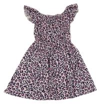 Růžové šaty s leopardím vzorem 