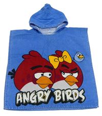 Modré froté osuškové pončo s kapucí - Angry birds