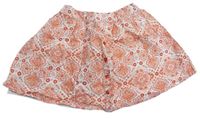 Bílo-oranžová vzorovaná sukně s knoflíčky F&F