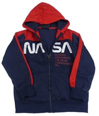 Červeno-tmavomodrá propínací mikina s kapucí - NASA