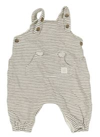 Bílo-tmavošedé pruhované laclové tepláky s kapsou mamas&papas