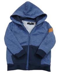 Modrá melírovaná propínací mikina s kapucí 