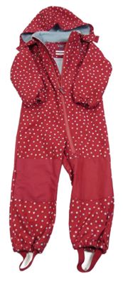 Malinová puntíkatá softshellová kombinéza s kapucí Tchibo